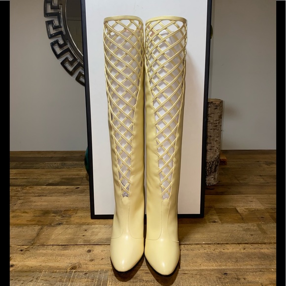 Gucci Cutout 95 Leather Knee Boots - Picture 6 of 13